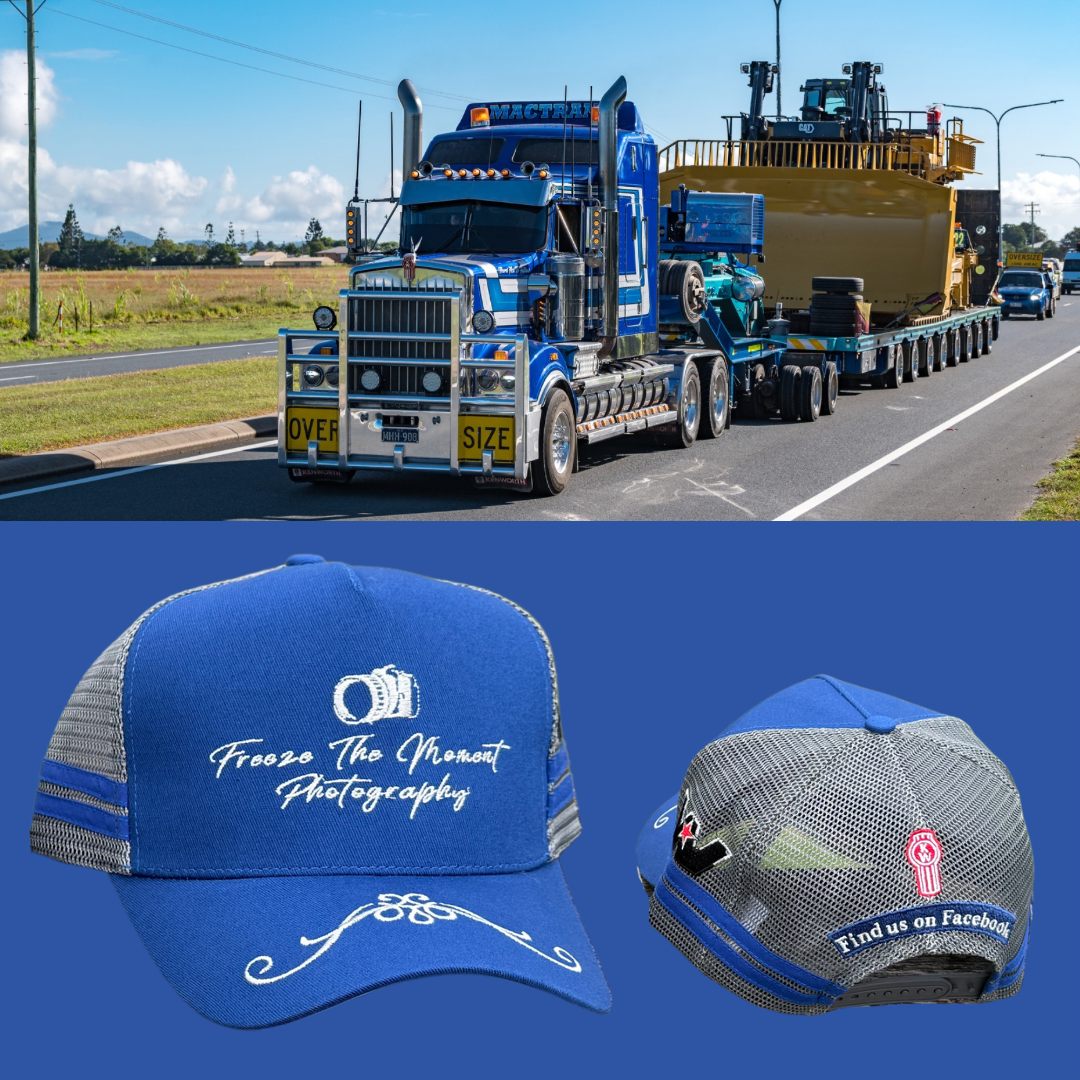 Freeze The Moment Photography Trucker Hat (Blue & Grey)