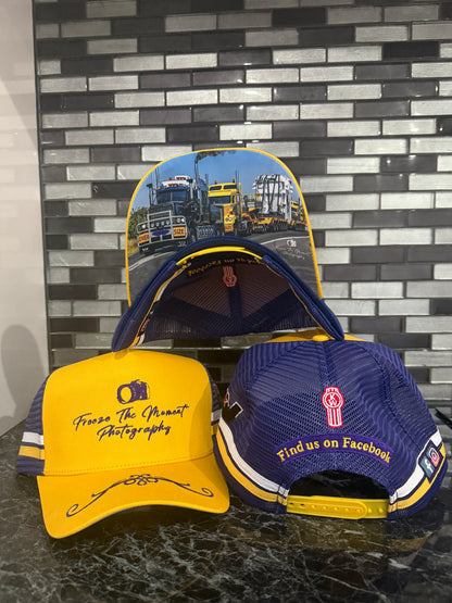 Freeze The Moment Photography Trucker Hat (Yellow & Purple)