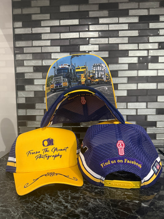 Freeze The Moment Photography Trucker Hat (Yellow & Purple)